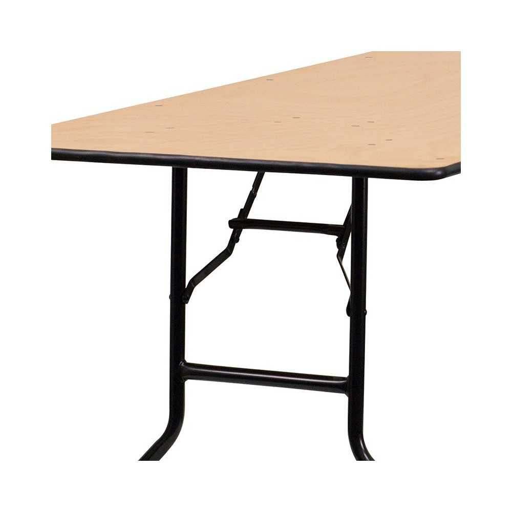 8-Foot Rectangular Wood Folding Banquet Table with Clear Coated Finished Top