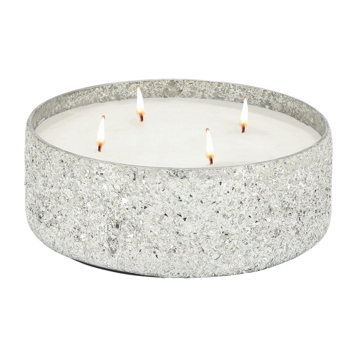 Candle On Silver Crackled Glass 49oz