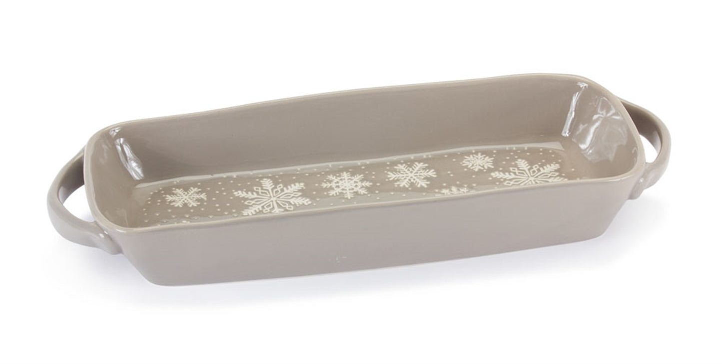 Snowflake Platter 16"L x 6"W (Set Of 2) Stoneware