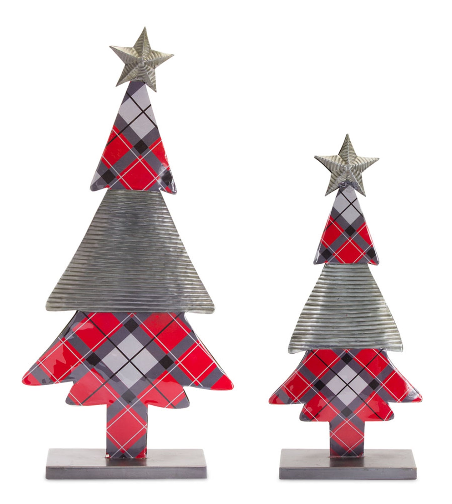 Plaid Tree (Set Of 2) 20.5"H, 27"H Iron