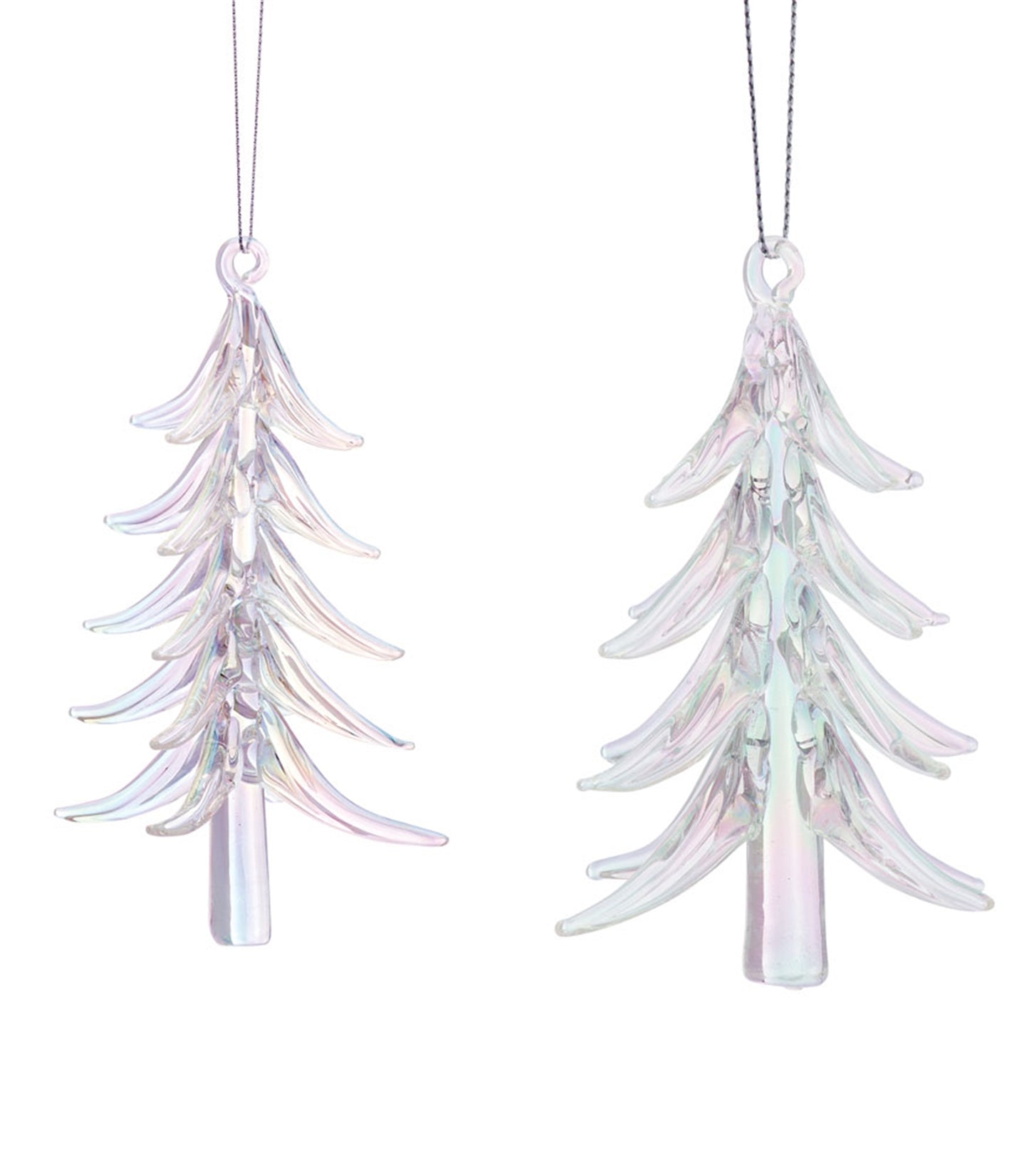 Tree Ornament (Set Of 6) 4"H, 6"H Glass, Silver
