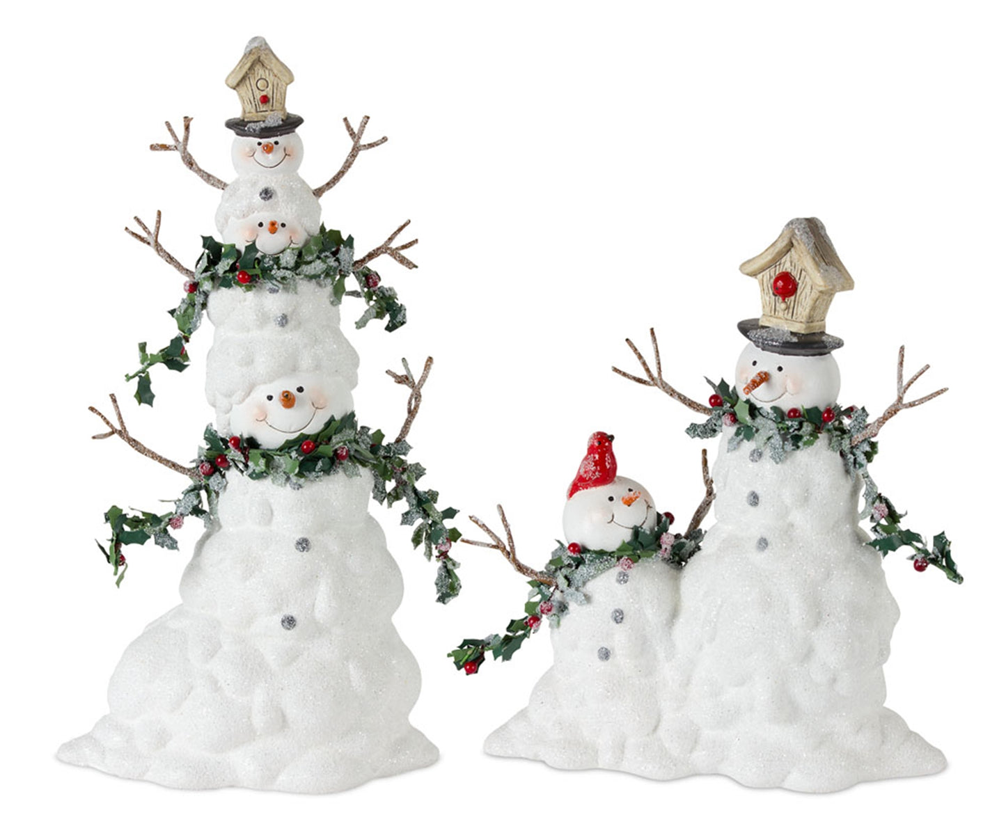 Snowman (Set Of 2) 9.25"H, 12.25"H Terra Cotta