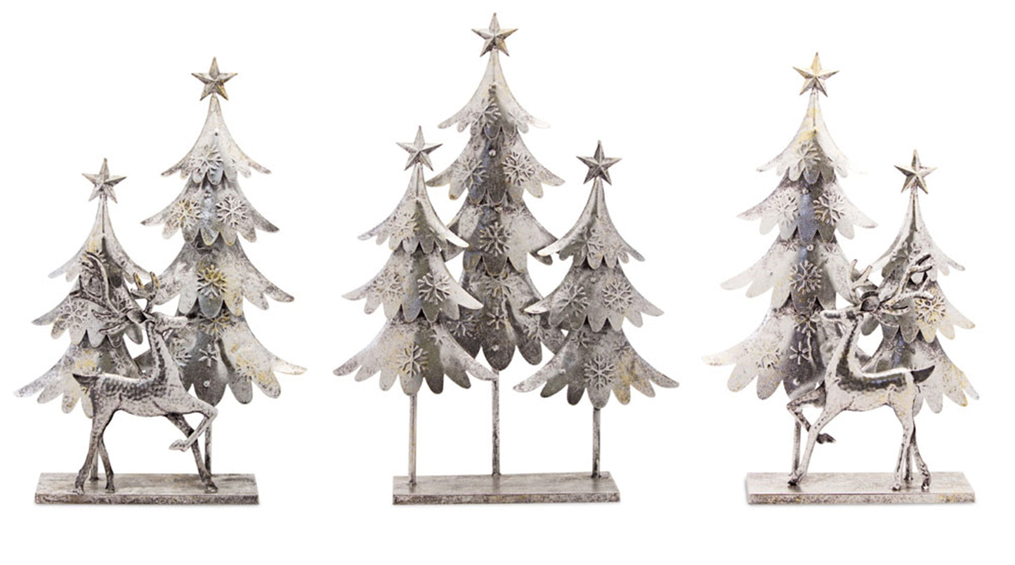 Tree And Deer (Set Of 3) 15.5"L x 23.5"H, 15.25"L x 25.5"H Metal