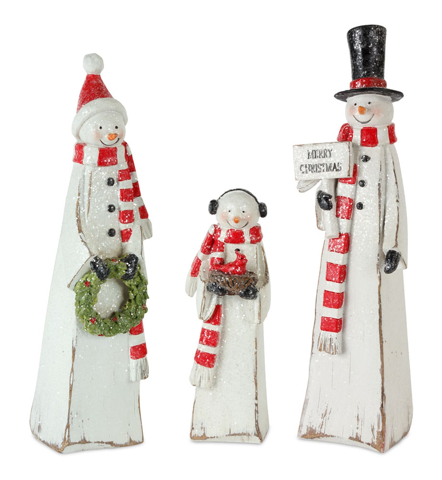Snowman Family (Set Of 3) 6.75"H, 10.5"H, 11"H Resin