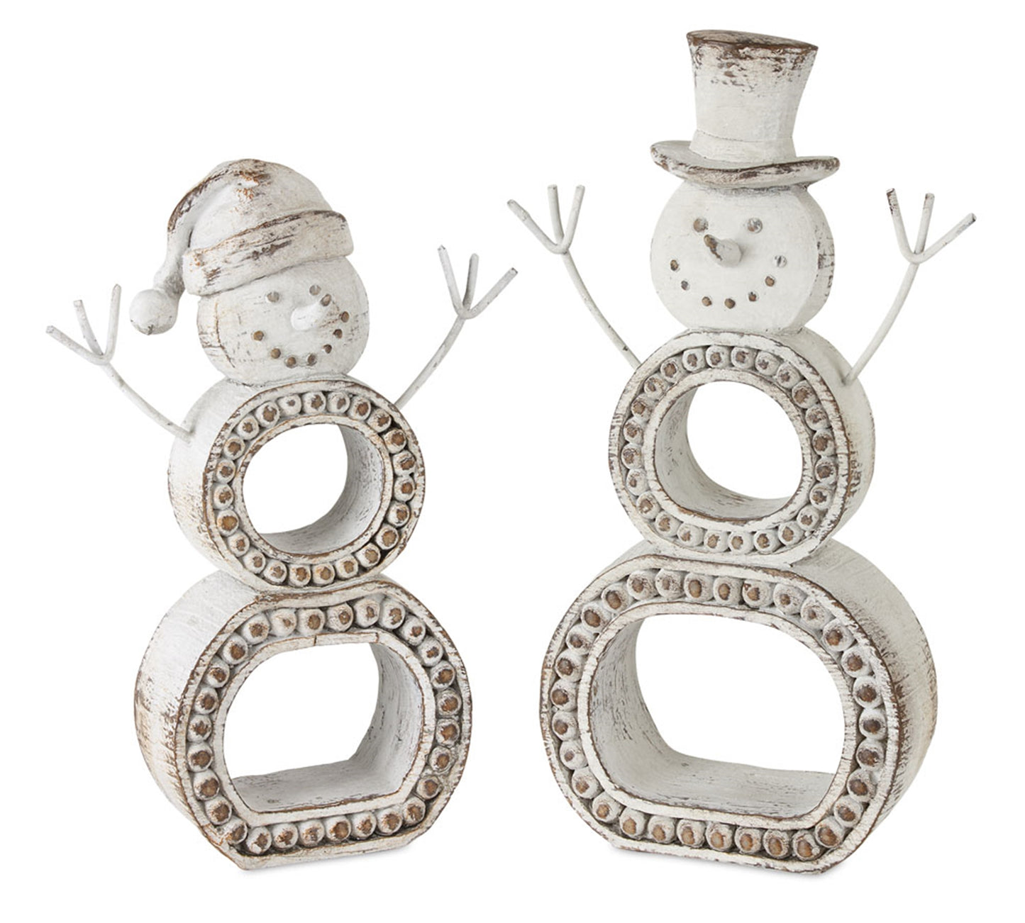 Snowman Cut-Out (Set Of 2) 8.5"H, 10"H Resin