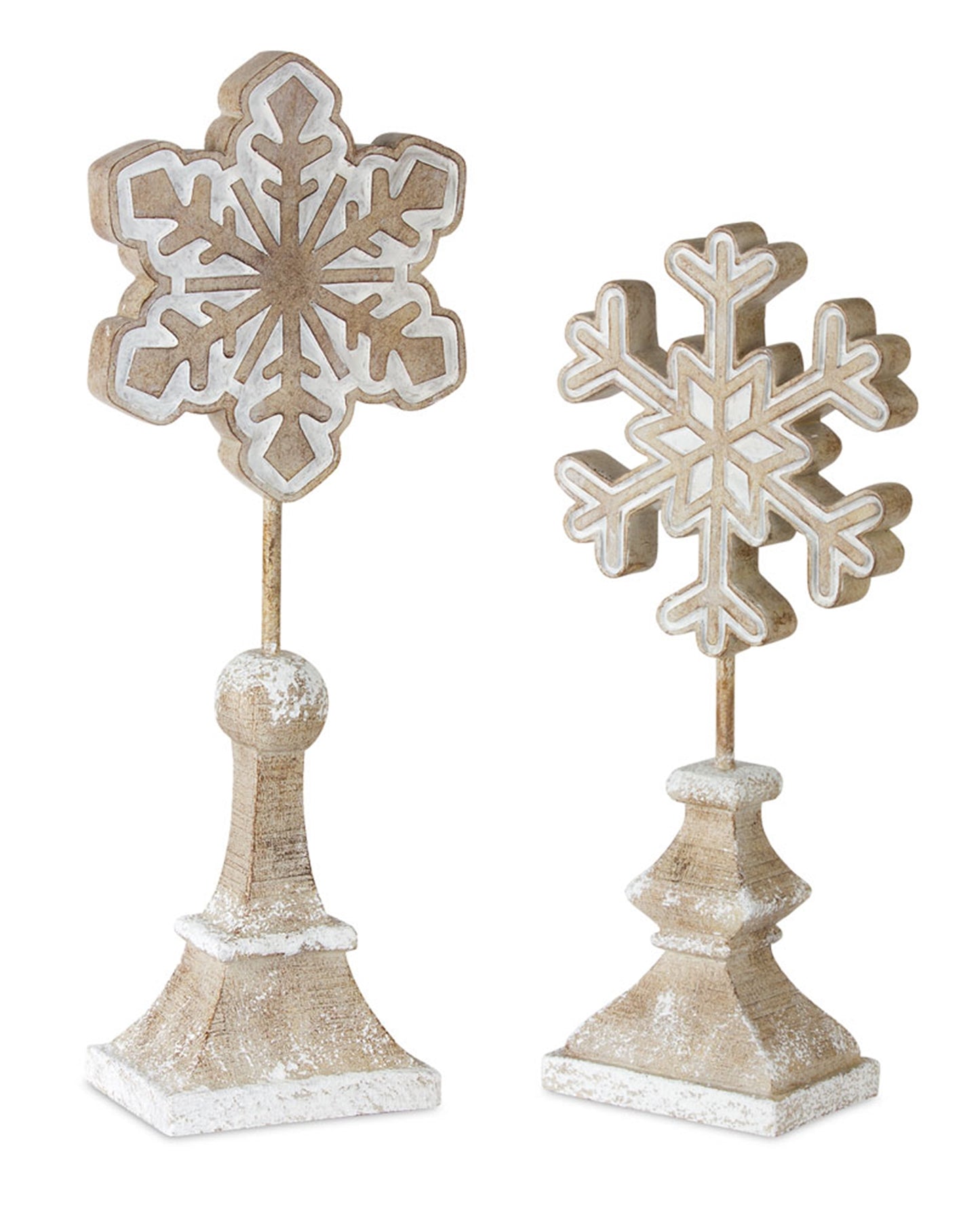 Snowflake On Spool (Set Of 2) 14"H, 17.5"H Resin