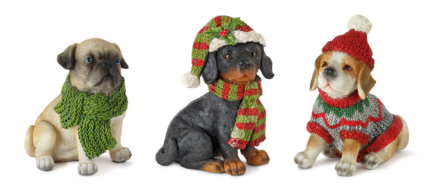 Winter Dog (Set Of 12) 3.5"H Resin