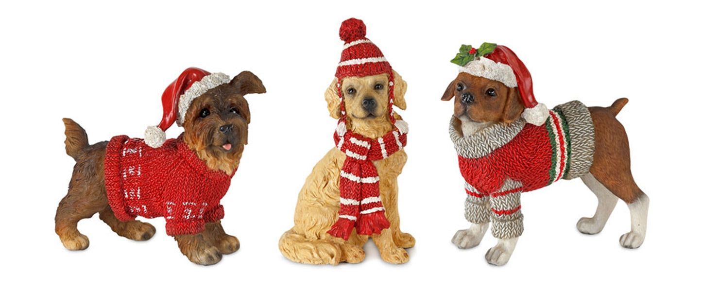 Winter Dog (Set Of 6) 5"H, 5.5"H, 6"H Resin