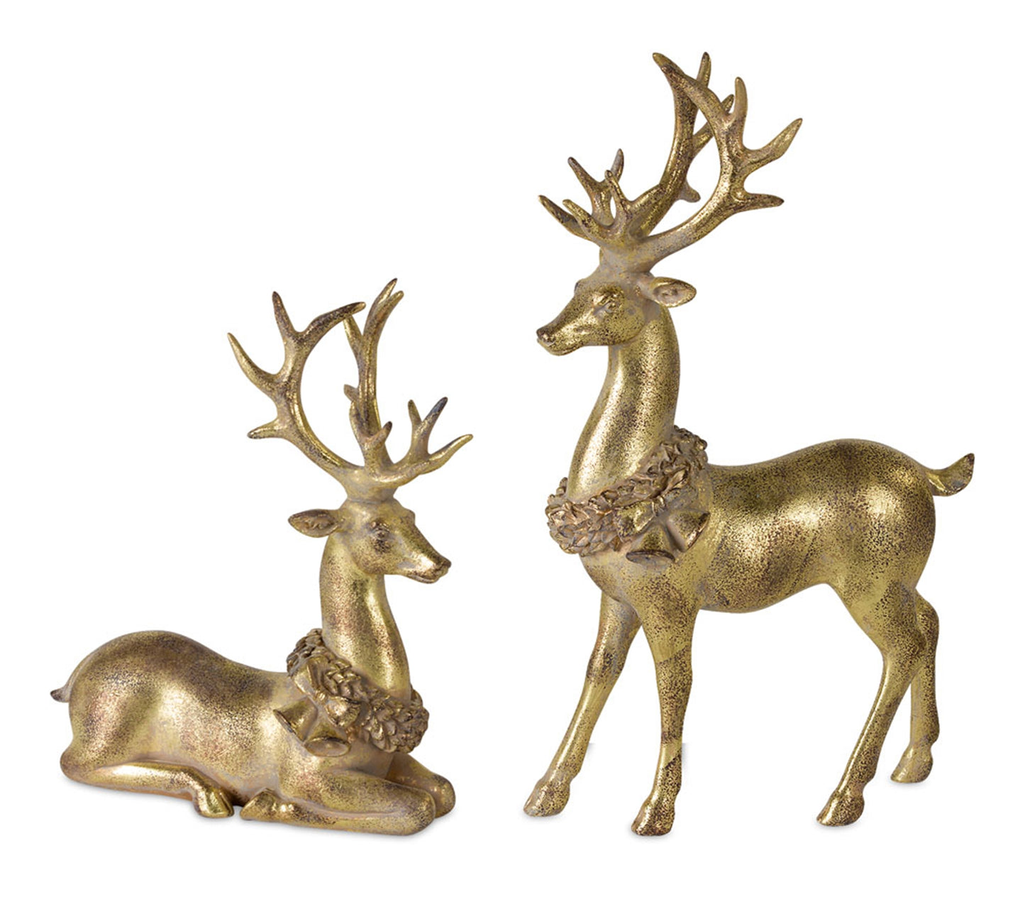 Deer (Set Of 2) 7.25"L x 9"H, 7.5"L x 12.5"H Resin