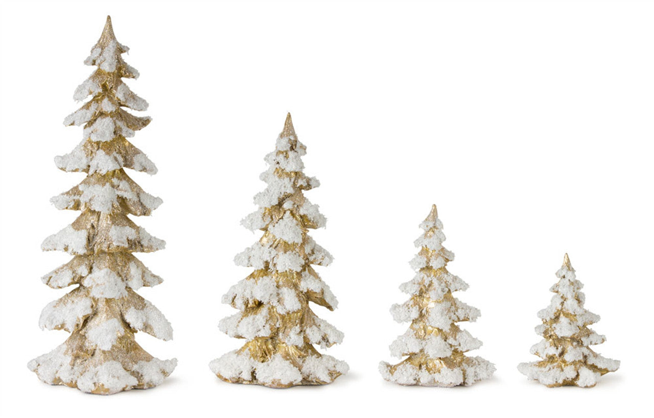 Tree (Set Of 4) 6.5"H, 9"H, 13.25"H, 18"H Resin, Gold, White