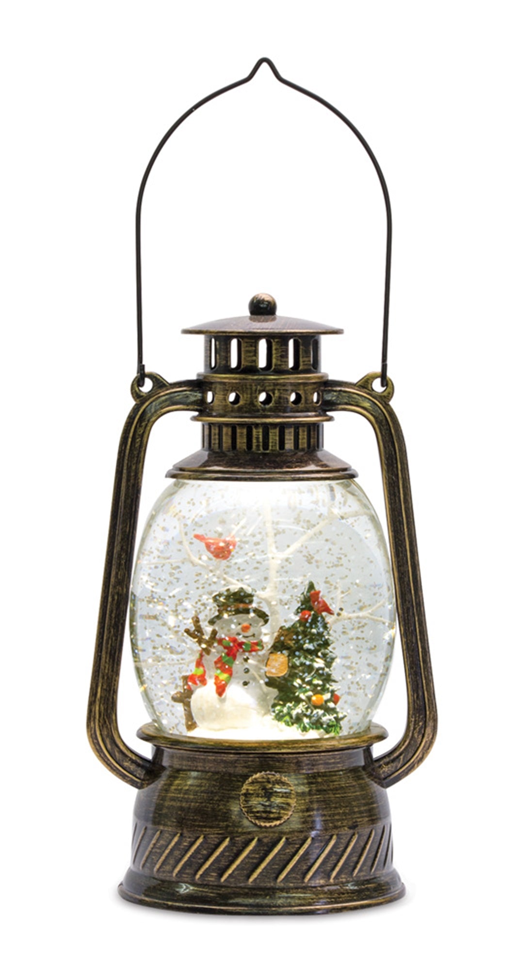 Snow Globe Lantern W/Snowman 11"H Plastic 6 Hr Timer