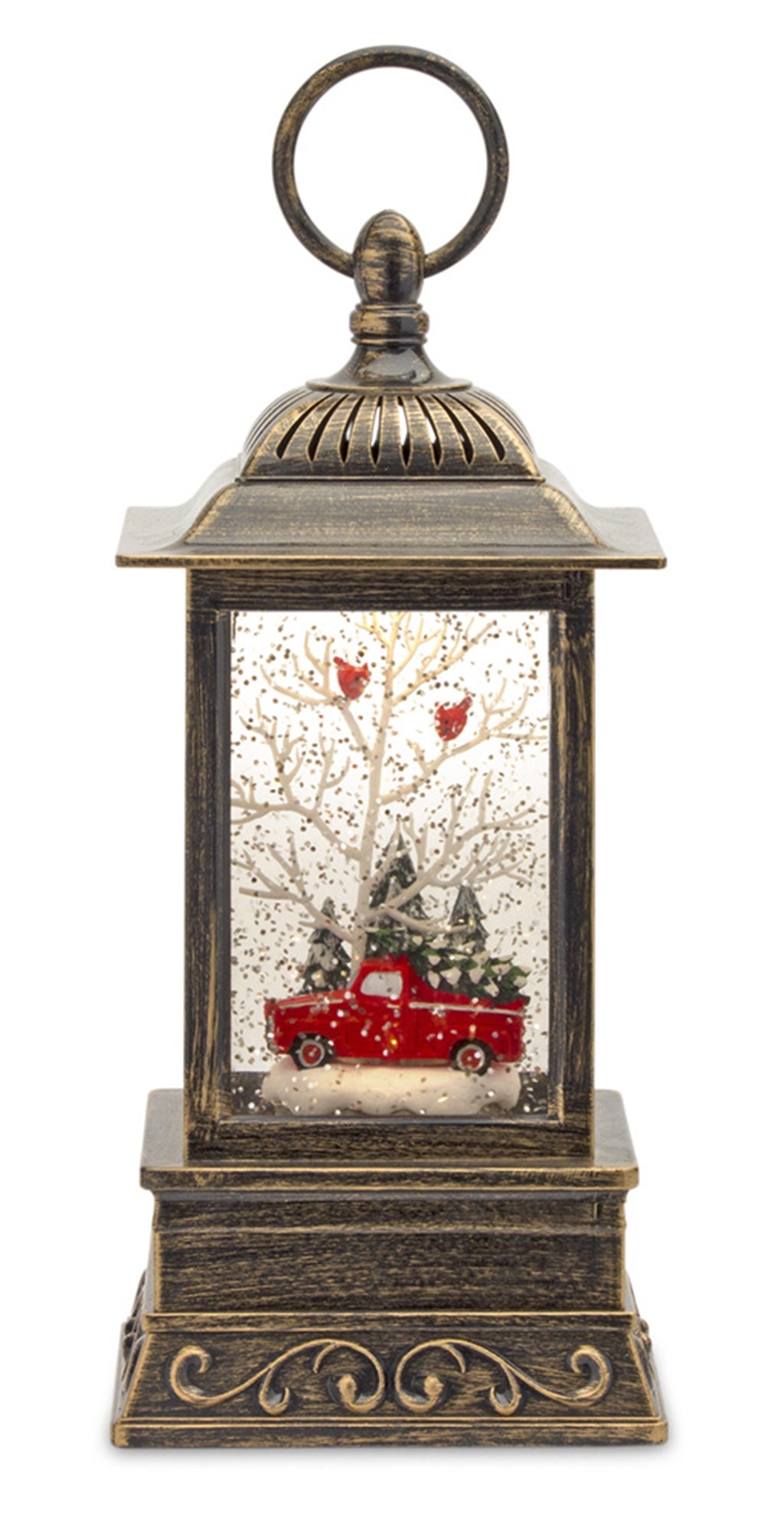 Snow Globe Lantern W/Truck 10.25"H Plastic 6 Hr Timer