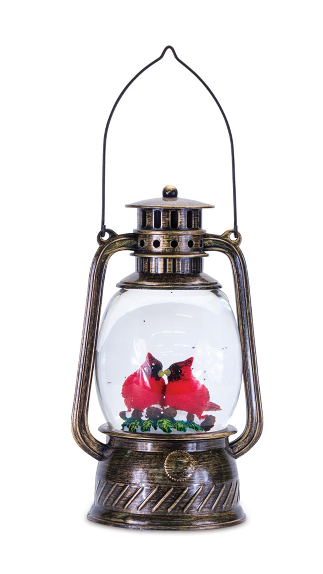 Snow Globe Lantern W/Cardinal 11.5"H Plastic 6 Hr Timer