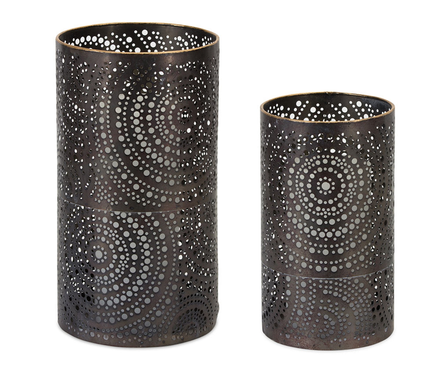 Candle Holder (Set Of 4) 8"H, 10"H Metal, Black, Gold