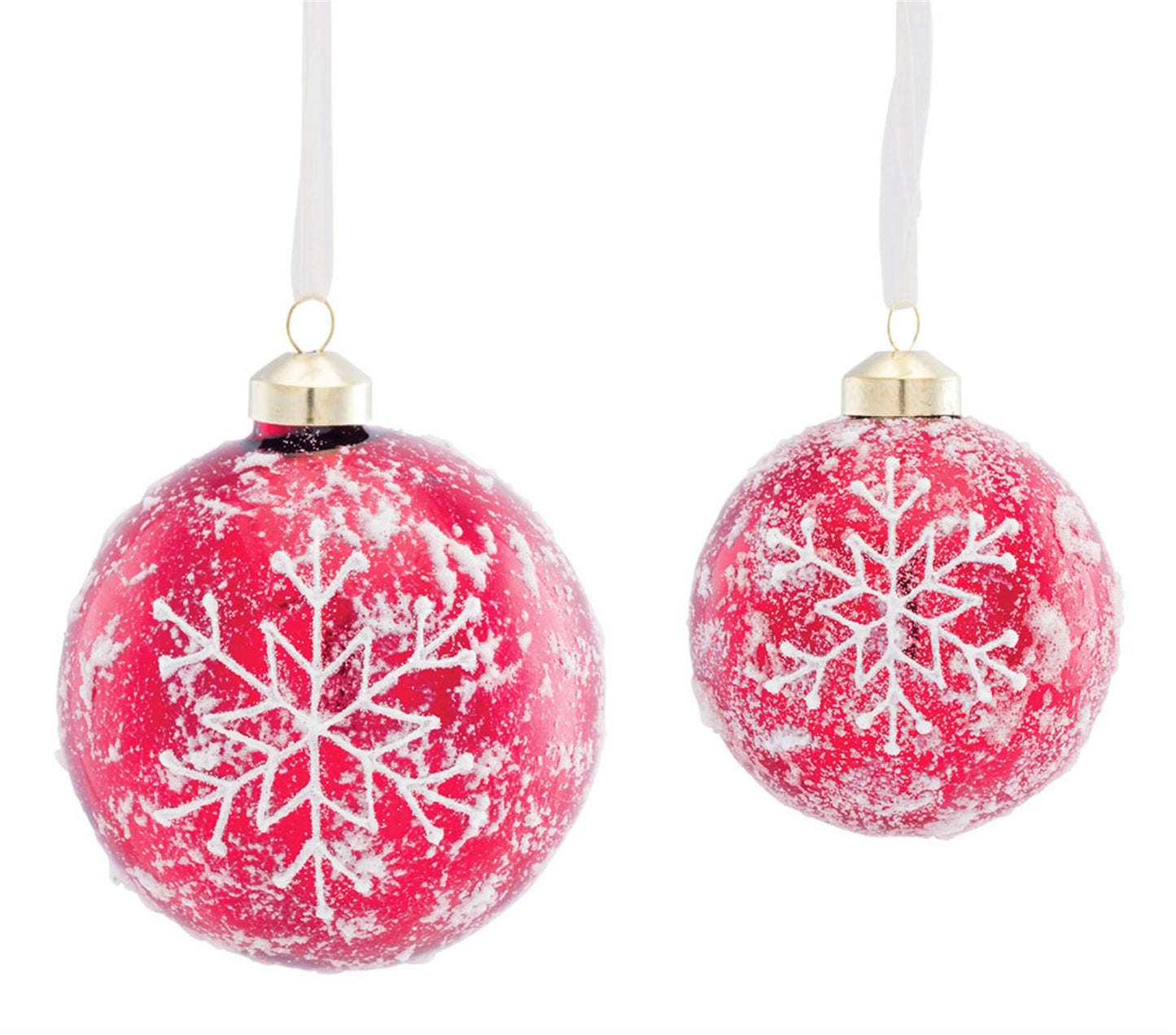 Ball Ornament (Set Of 6) 3"D, 4"D Glass, Red, White