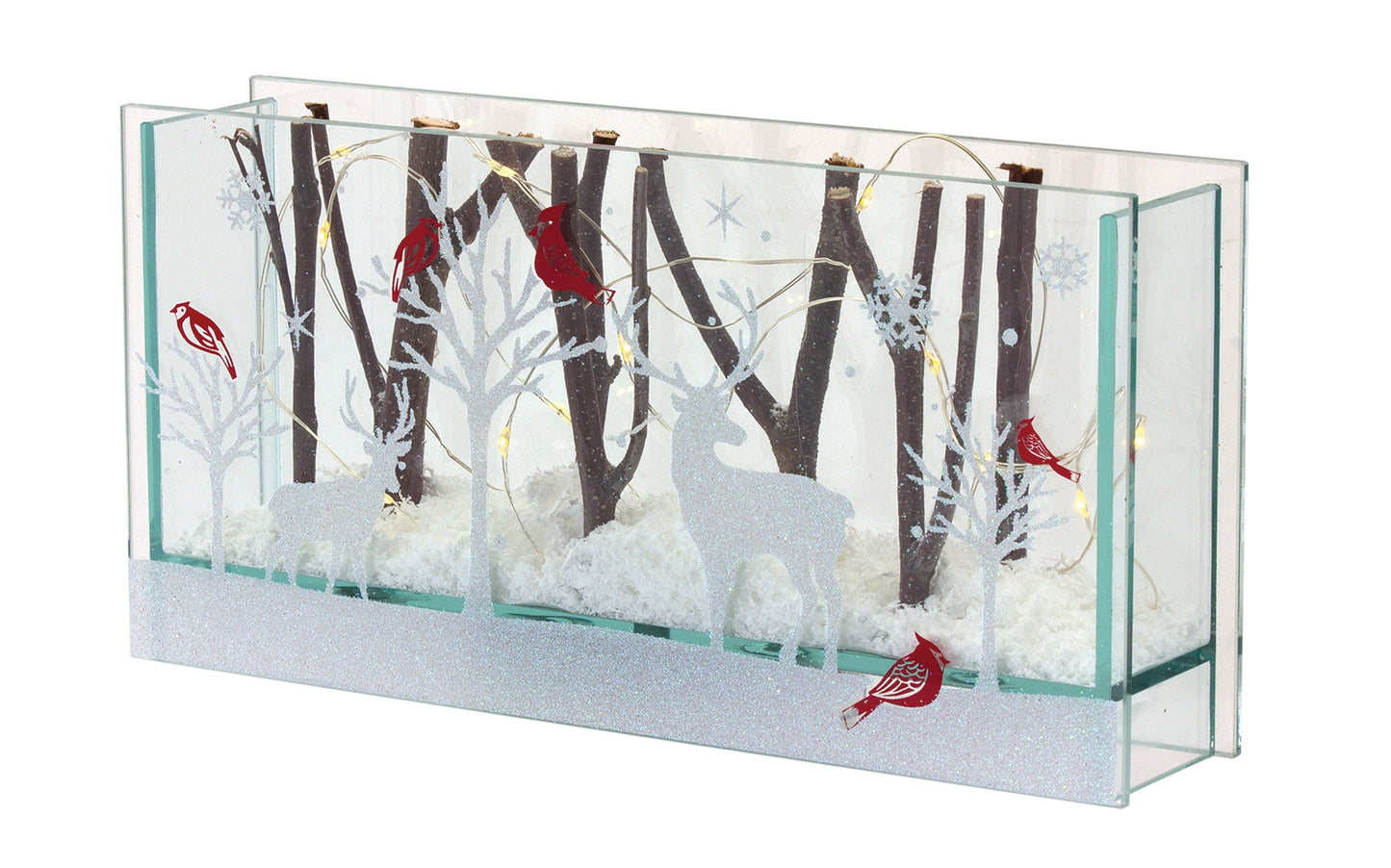 Deer W/Lights 9.5"L x 4.75"H (Set Of 2) Glass 6 Hr Timer