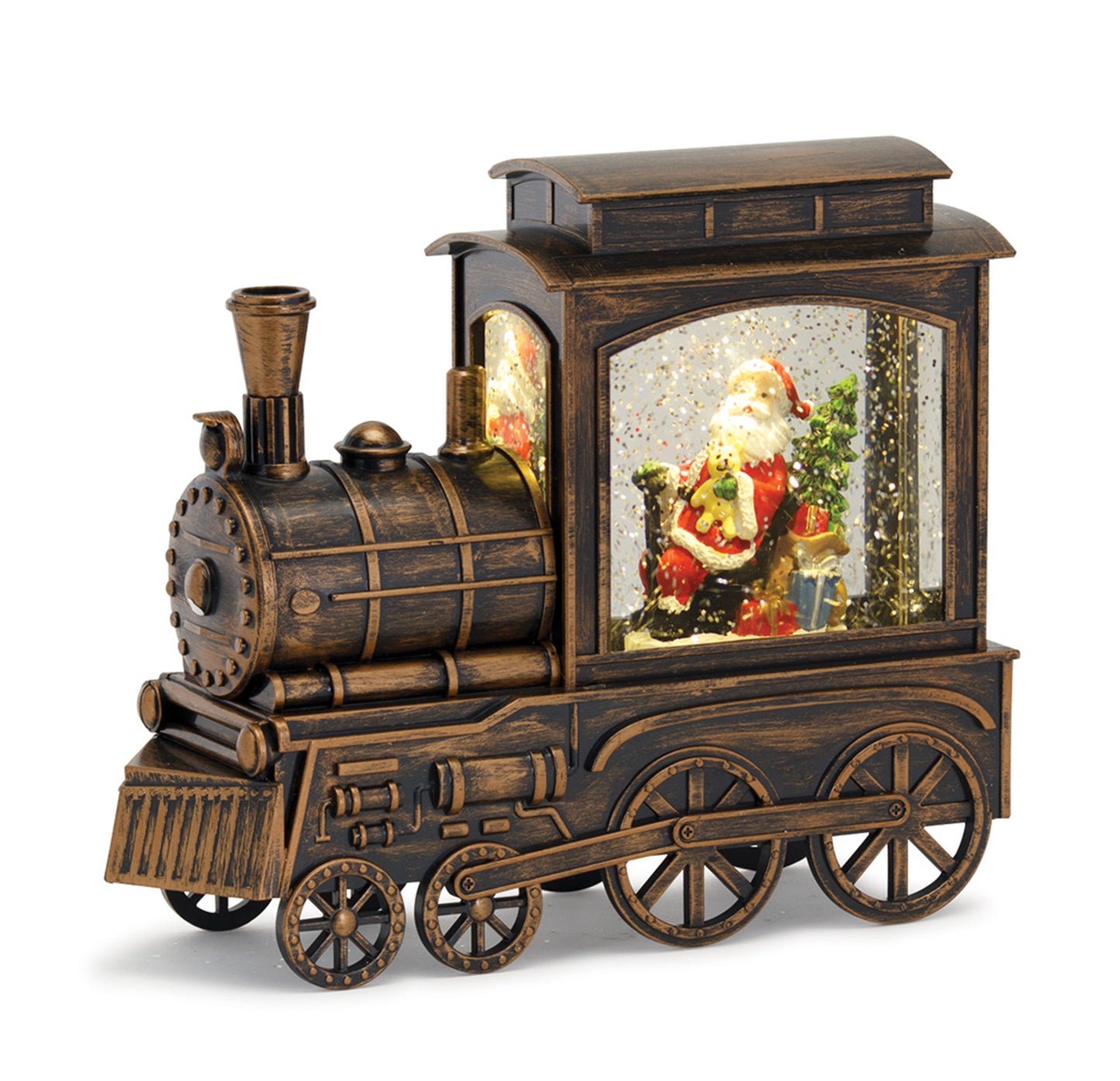 Train And Santa Snow Globe 9"L x 7.5"H Acrylic 6 Hr Timer