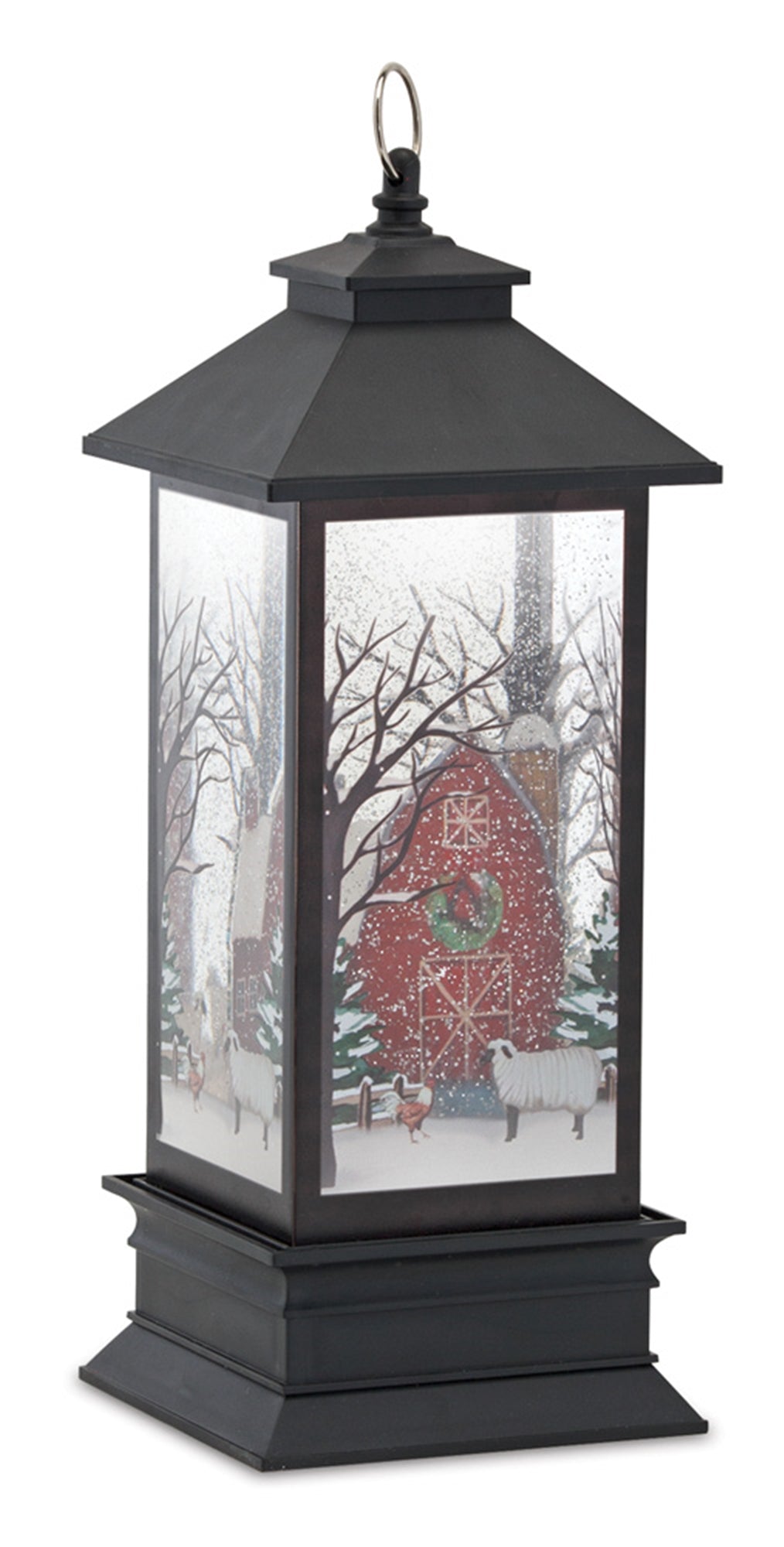 Barn Snow Globe Lantern 11.5"H Acrylic 6 Hr Timer 3 Aa Batteries, Not Included