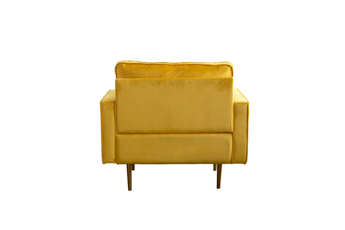 Lilola Home Theo Yellow Velvet Chair with Pillows