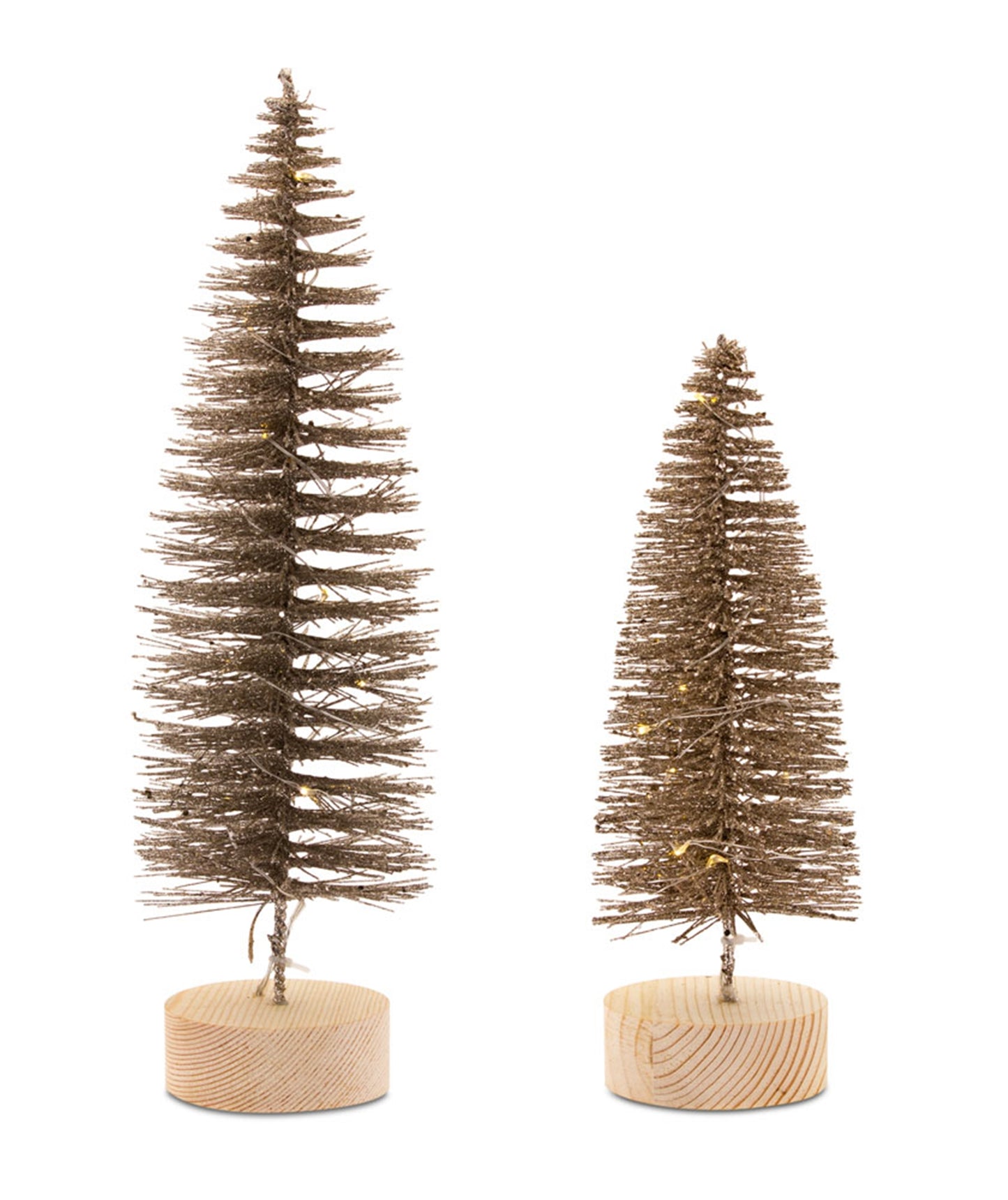 Tree With Led (Set Of 4) 10.75"H, 14"H Plastic 6 Hr TimerBrown, Silver