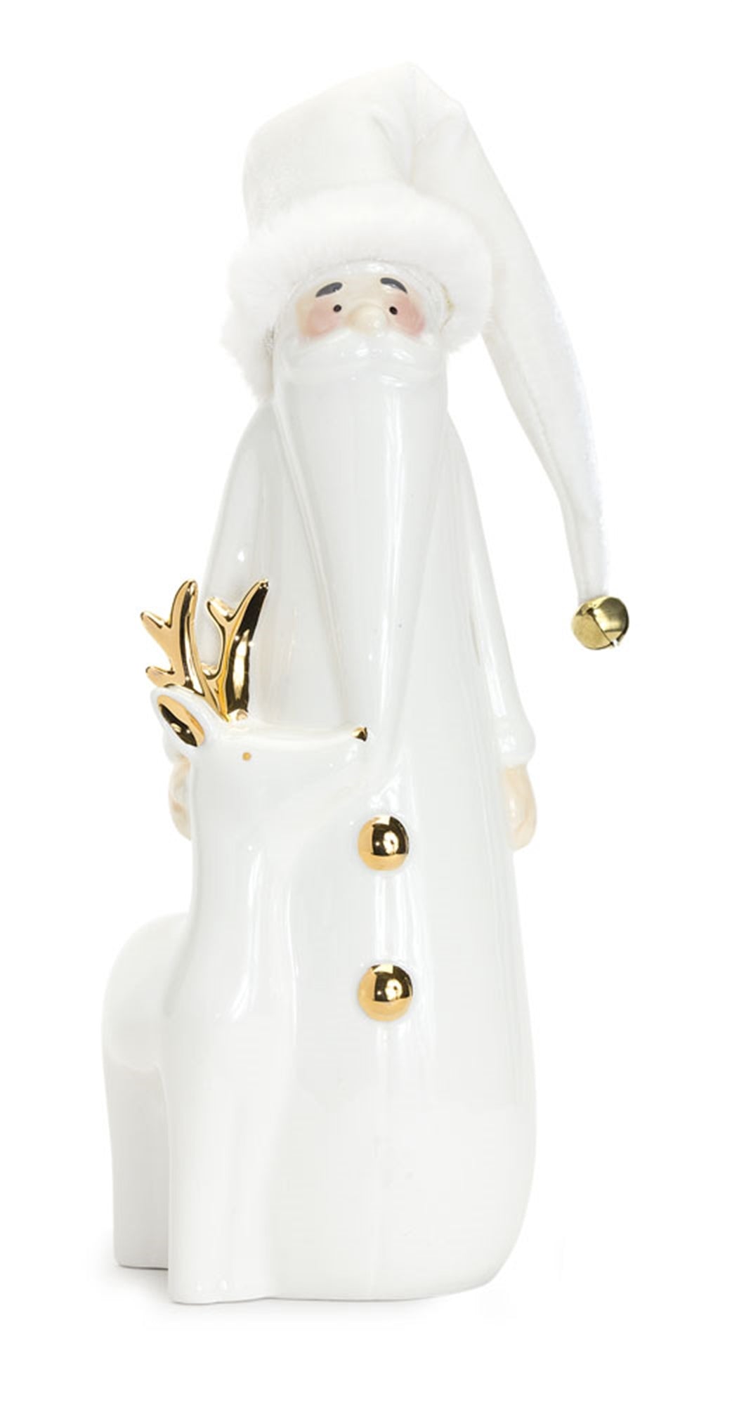 Santa And Deer 12"H (Set Of 2) Clay