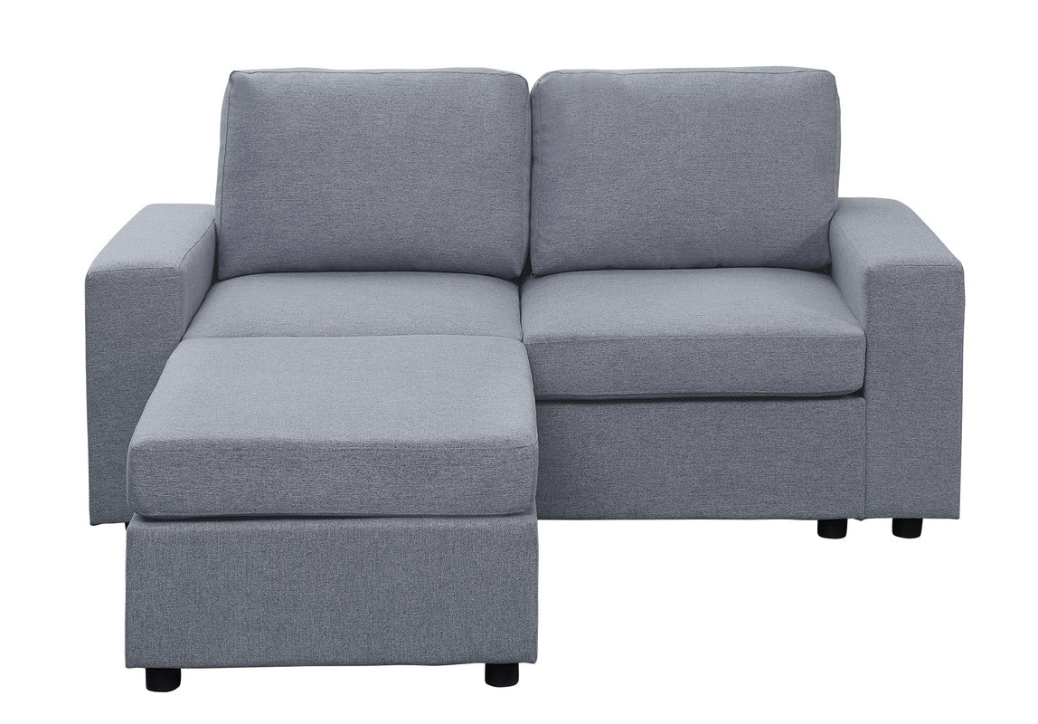 Lilola Home Shiloh Light Gray Linen Reversible Loveseat Chaise