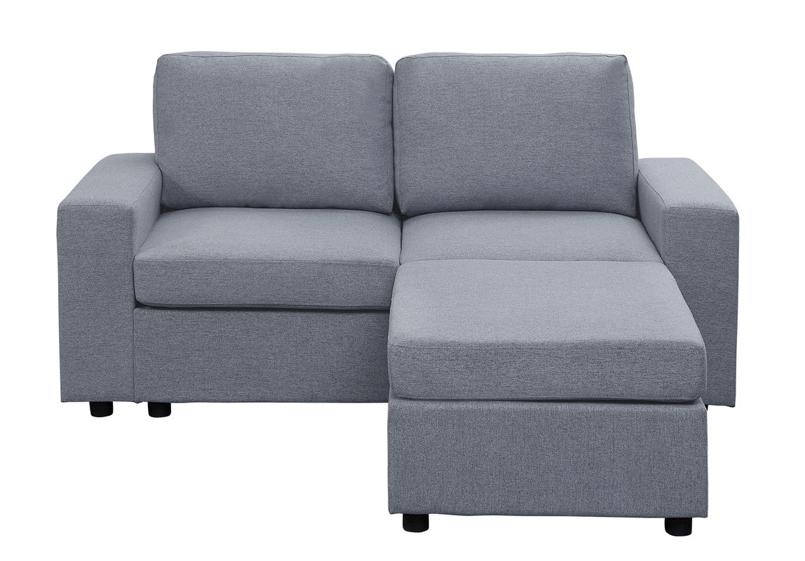 Lilola Home Shiloh Light Gray Linen Reversible Loveseat Chaise