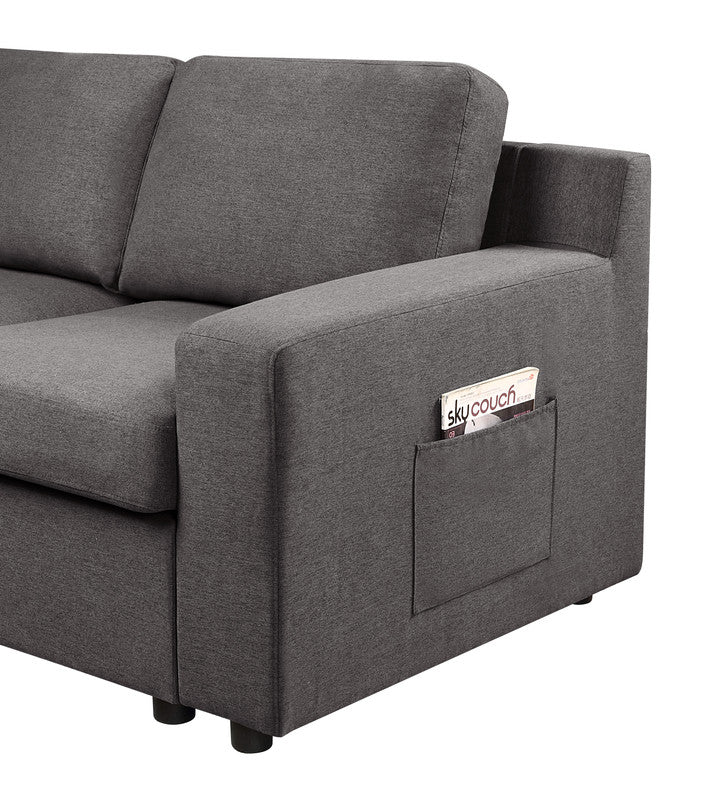 Lilola Home Waylon Gray Linen 4-Seater Sofa with Pockets