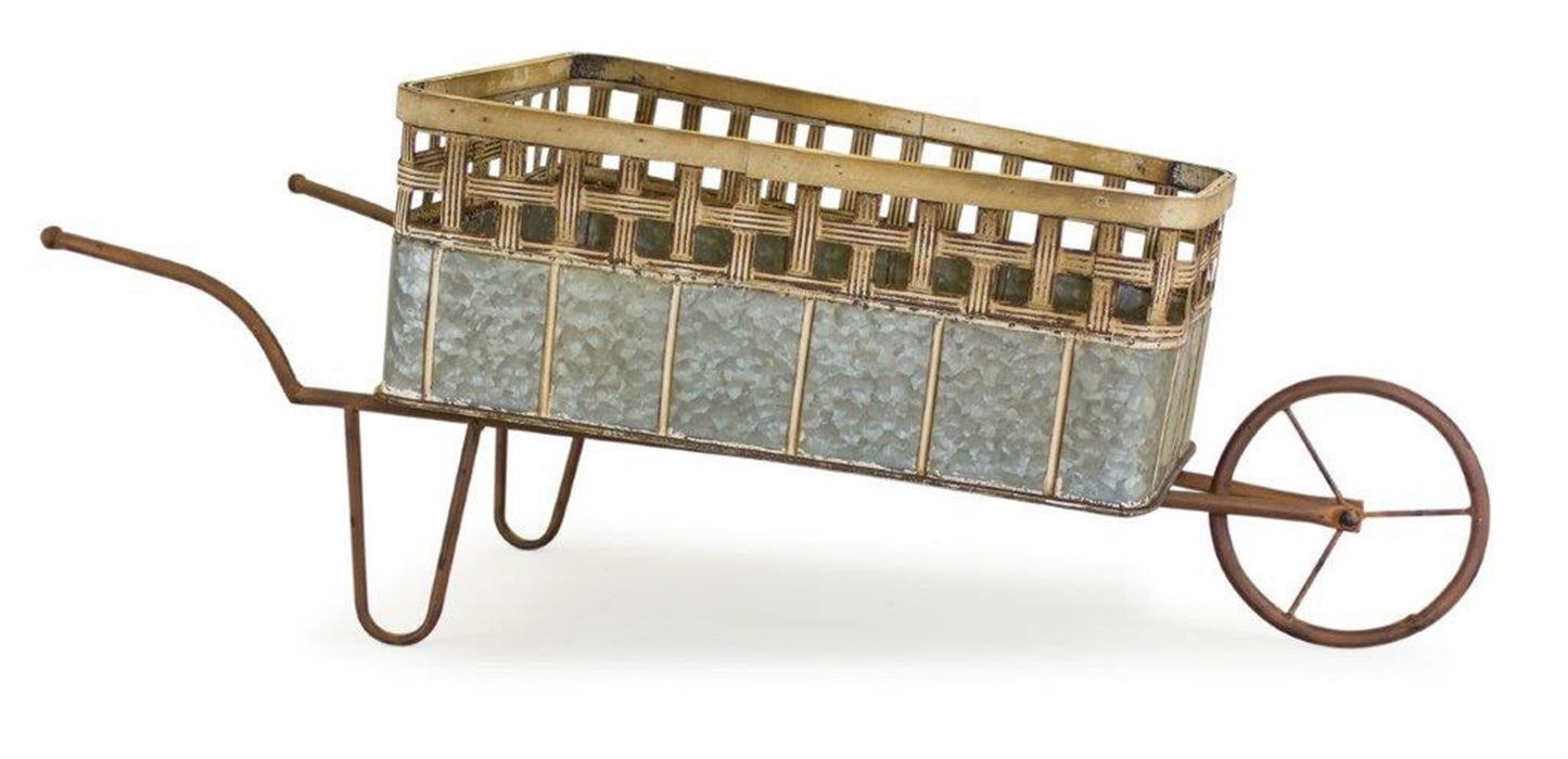 Wheelbarrow Planter 31"L x 12.5"H Iron/Bamboo