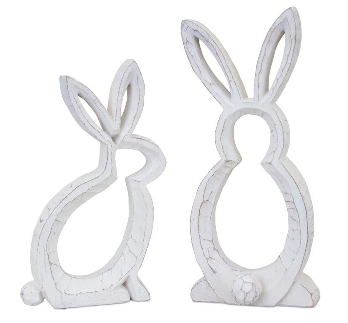 Bunny Outline (Set Of 2) 5"L x 9"H, 4.75"L x 10.75"H Resin