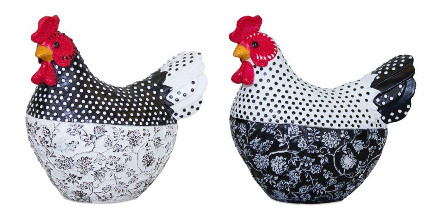 Chicken (Set Of 2) 7"L x 3.75"H Resin
