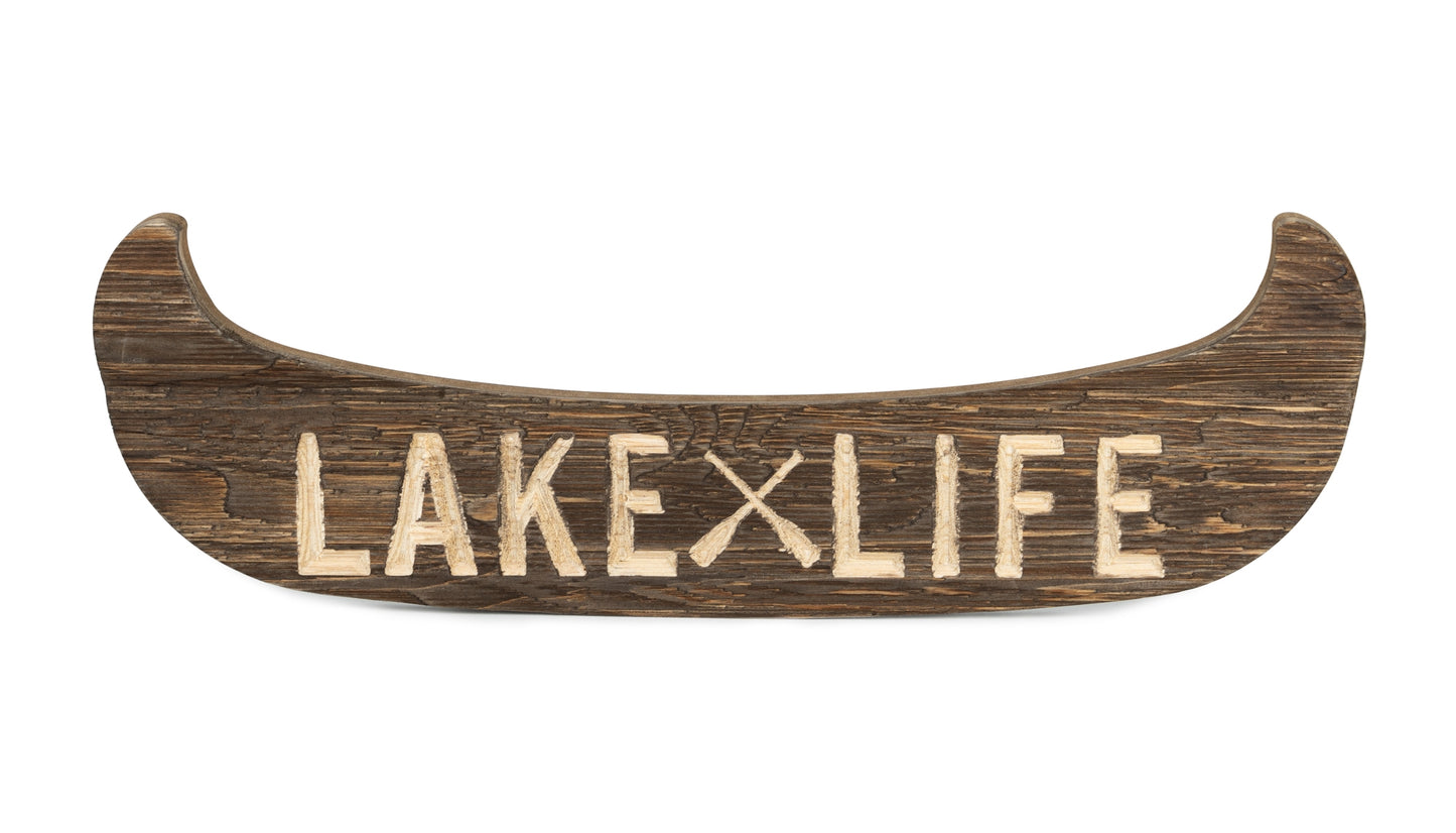 Lake Life Canoe Plaque 22"L x 7"H Wood/Mdf