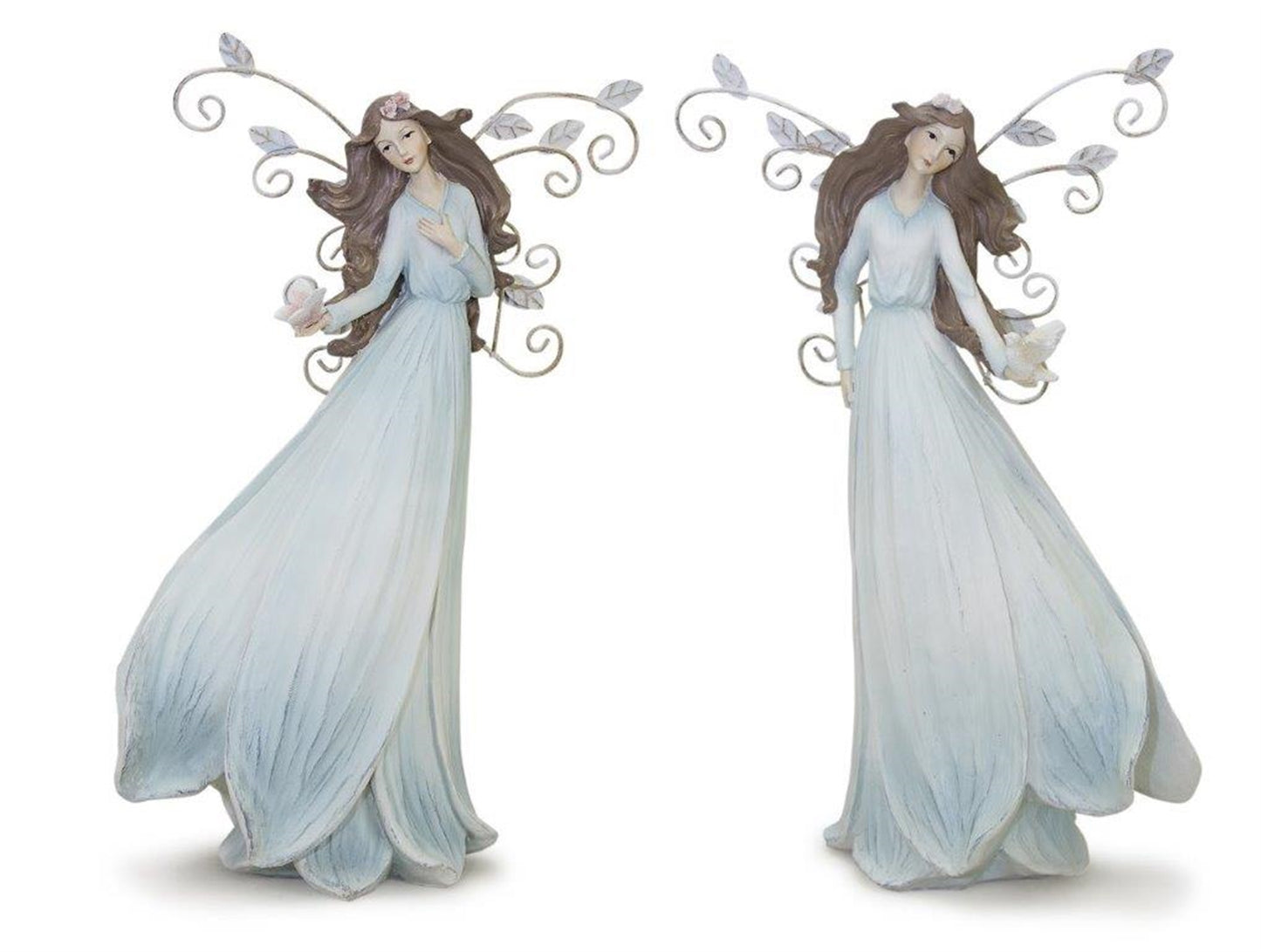 Angel (Set Of 2) 11.5"H Resin, Blue, White, Brown