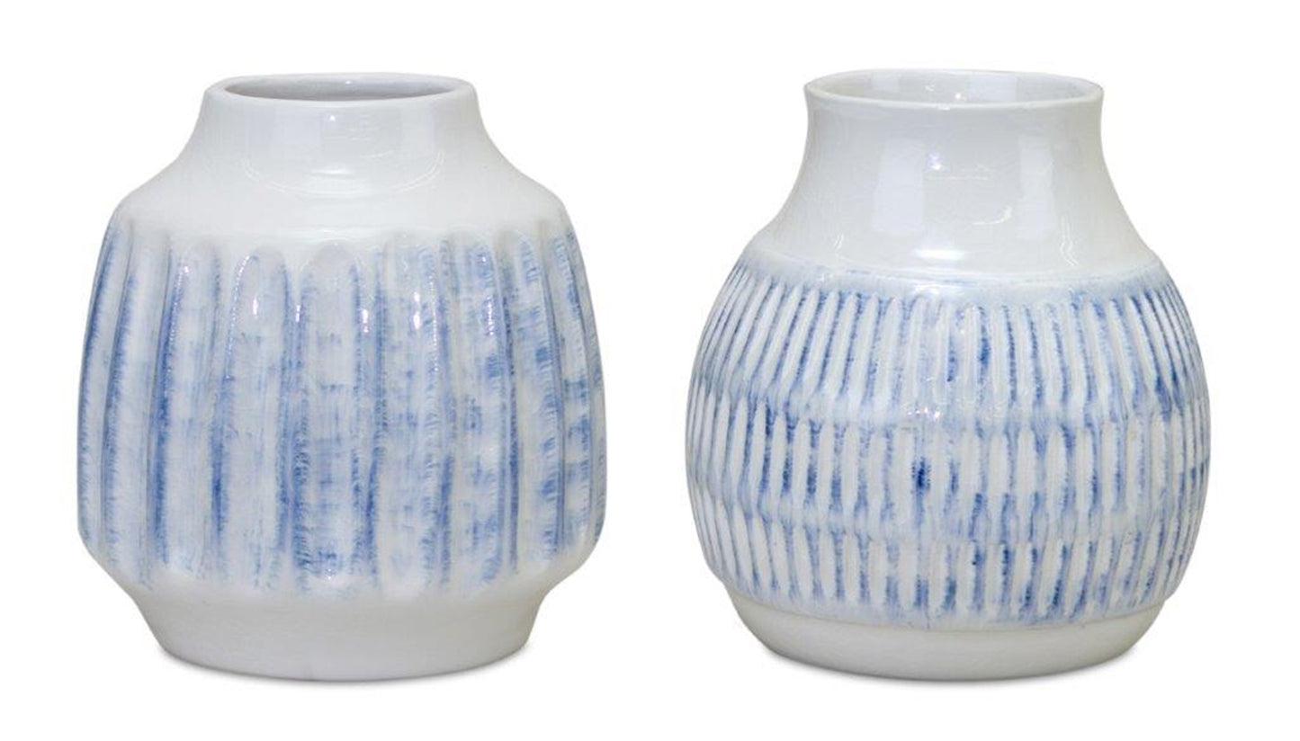 Vase (Set Of 2) 6"D x 5.5"H Ceramic