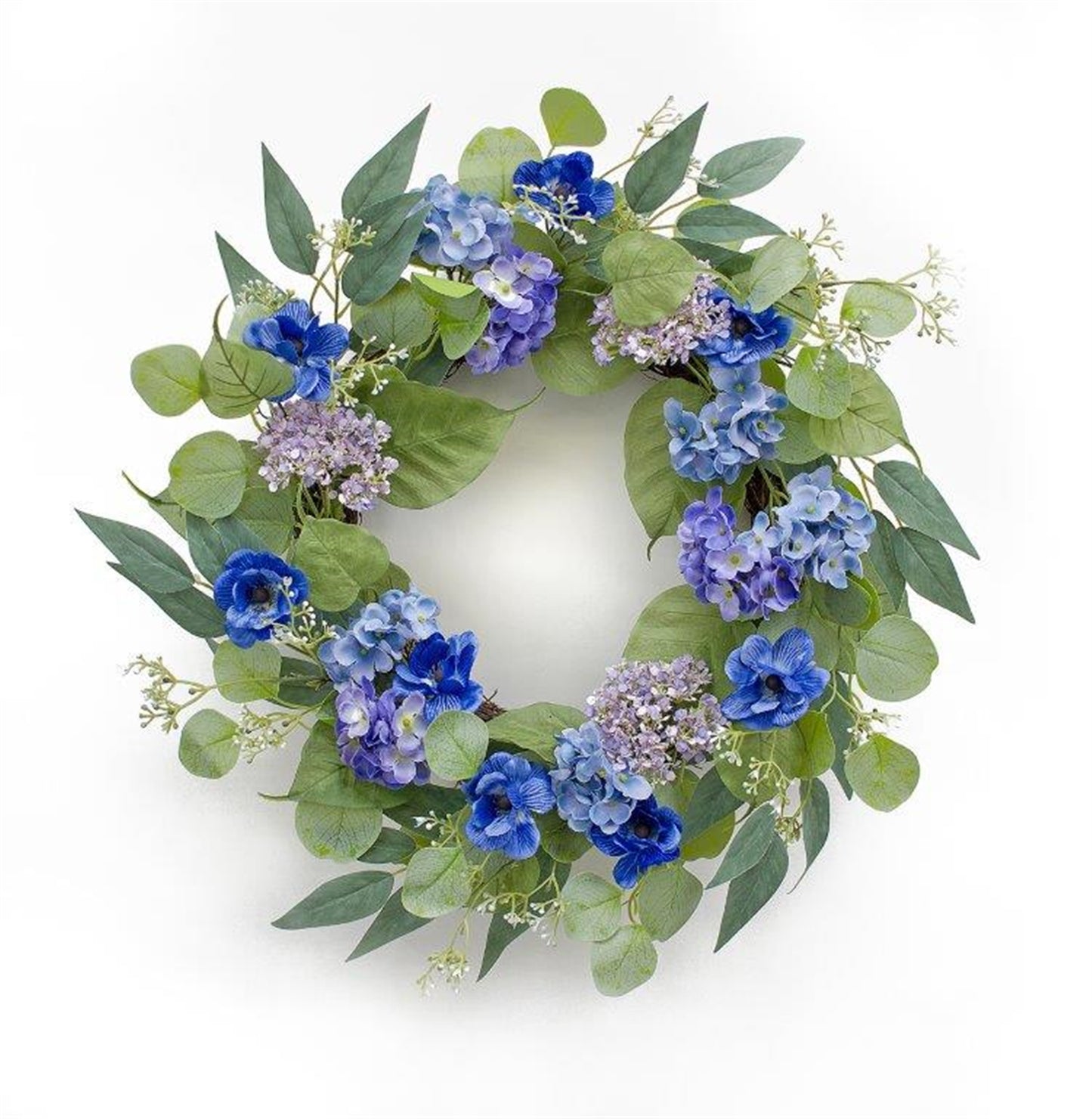 Anemone And Hydrangea Wreath 20.5"D Polyester