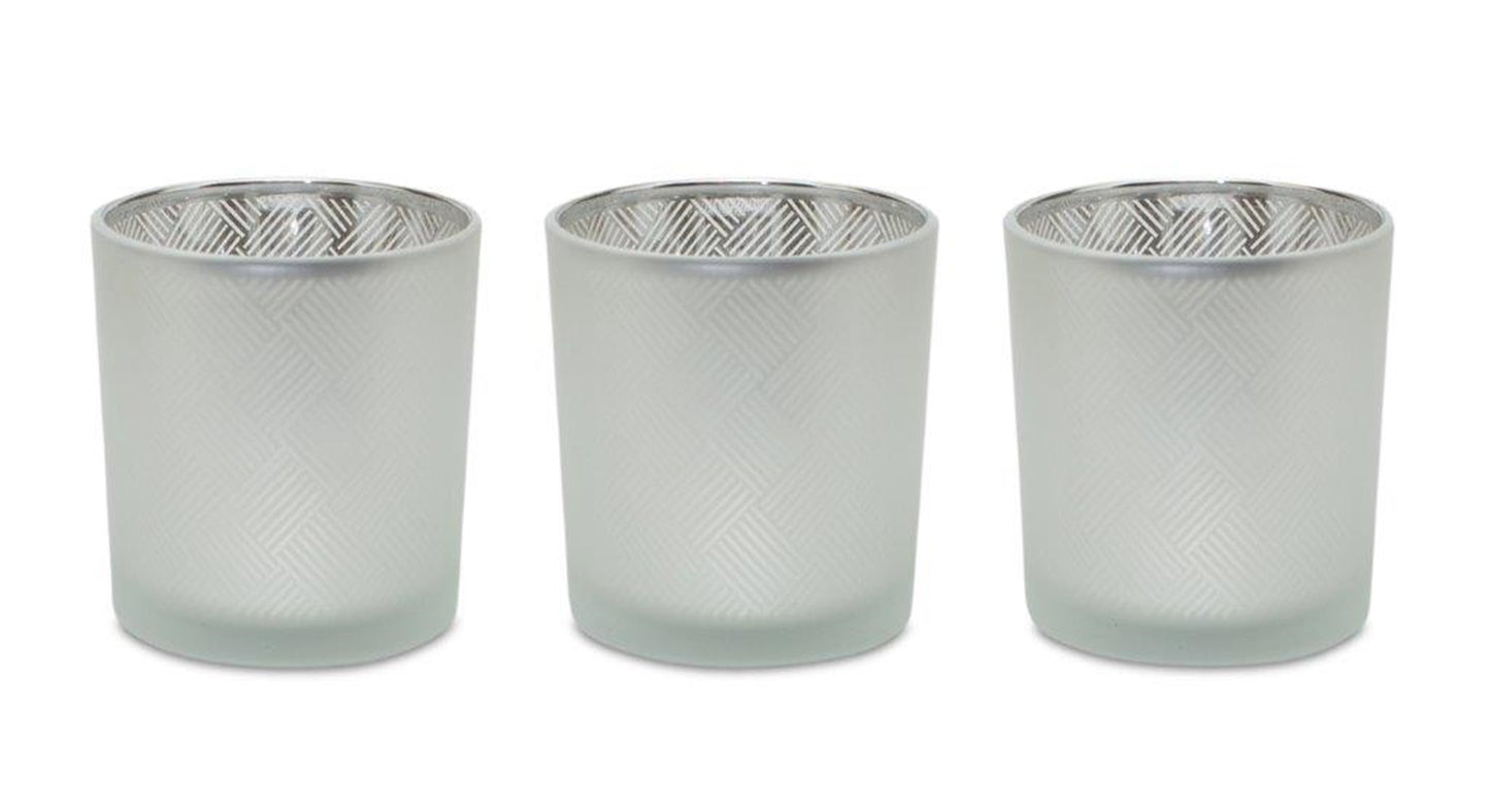 Votive Holder (Set Of 3) 3"D x 3.25"H Glass, Silver