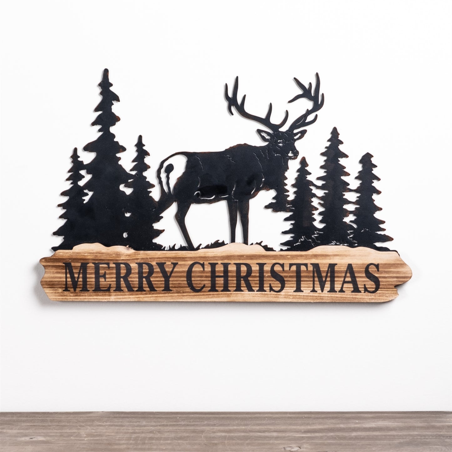 Merry Christmas Sign (Set Of 2) 18"L x 11"H Metal/Wood