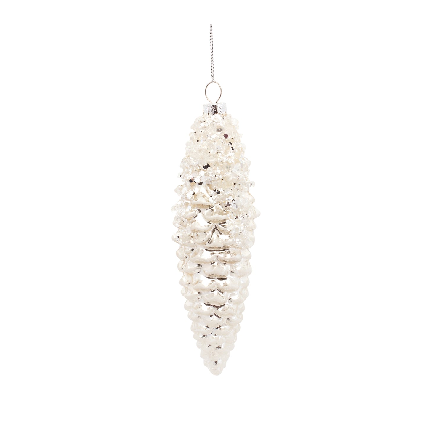 Pine Cone Ornament (Set Of 12) 6.25"H, 7.25"H Glass, White