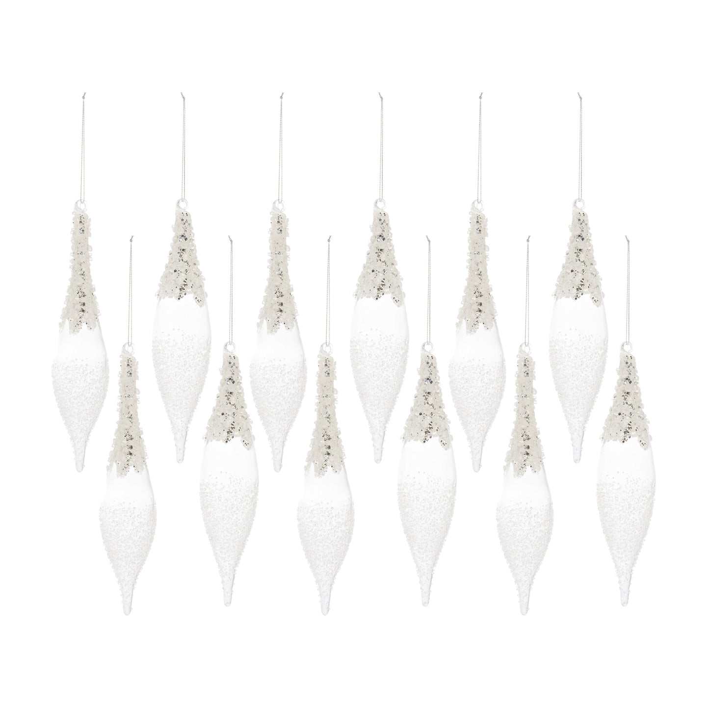 Drop Ornament (Set Of 12) 9"H Glass