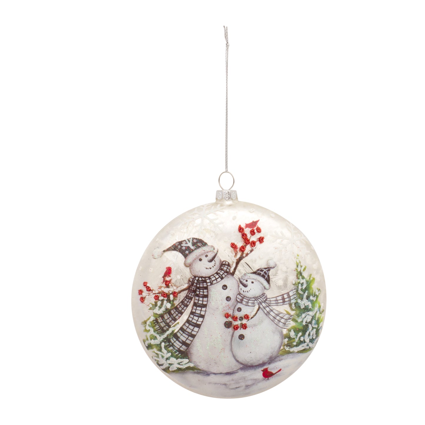 Snowman Disc Ornament (Set Of 6) 5.5"H Glass