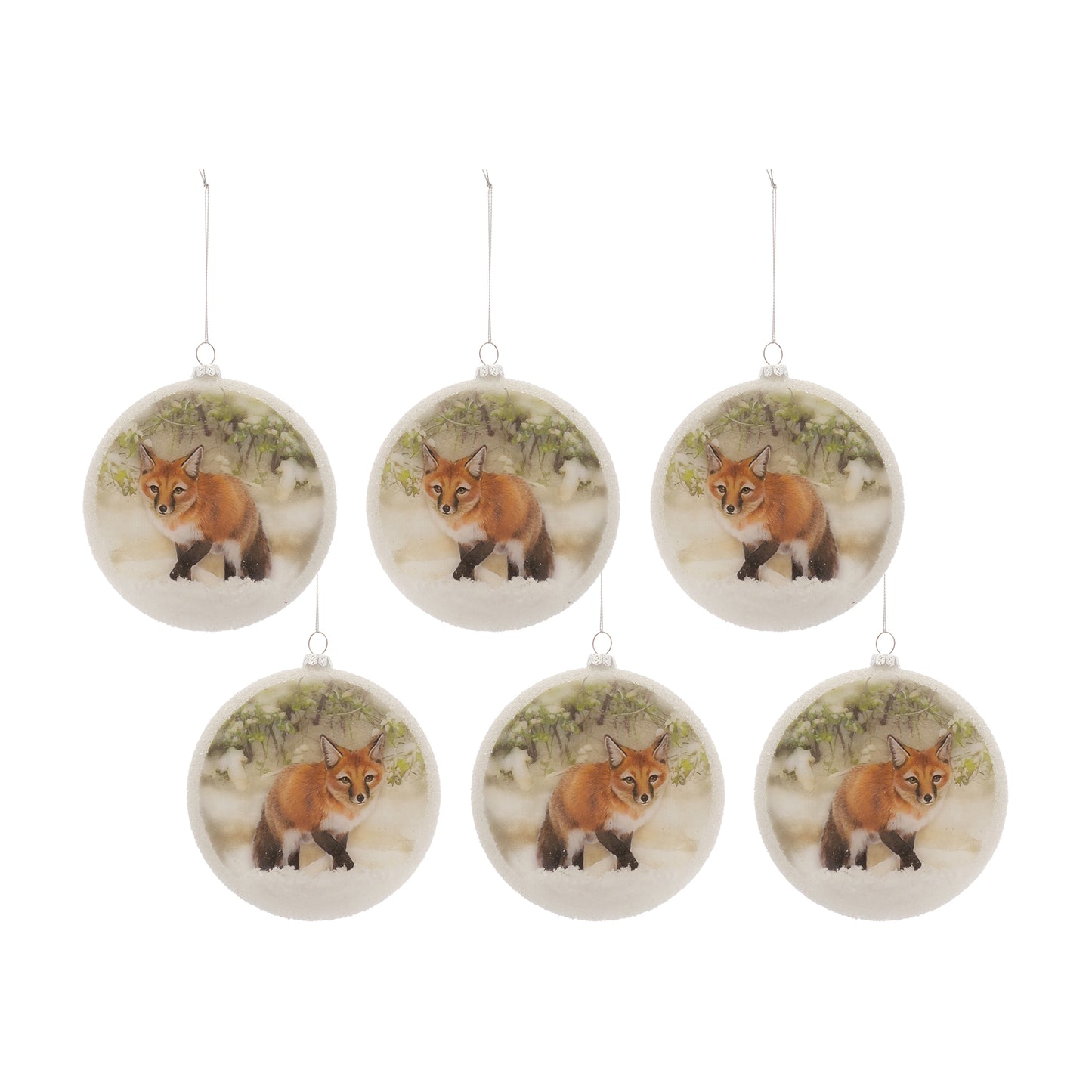 Fox Disc Ornament (Set Of 6) 5.5"H Glass