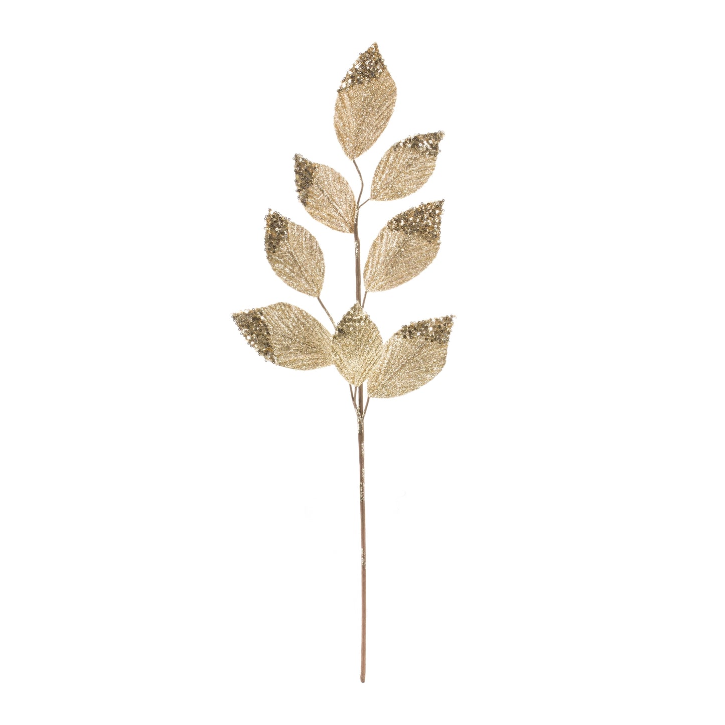 Leaf Spray (Set Of 6) 27"H Polyester, White, Gold