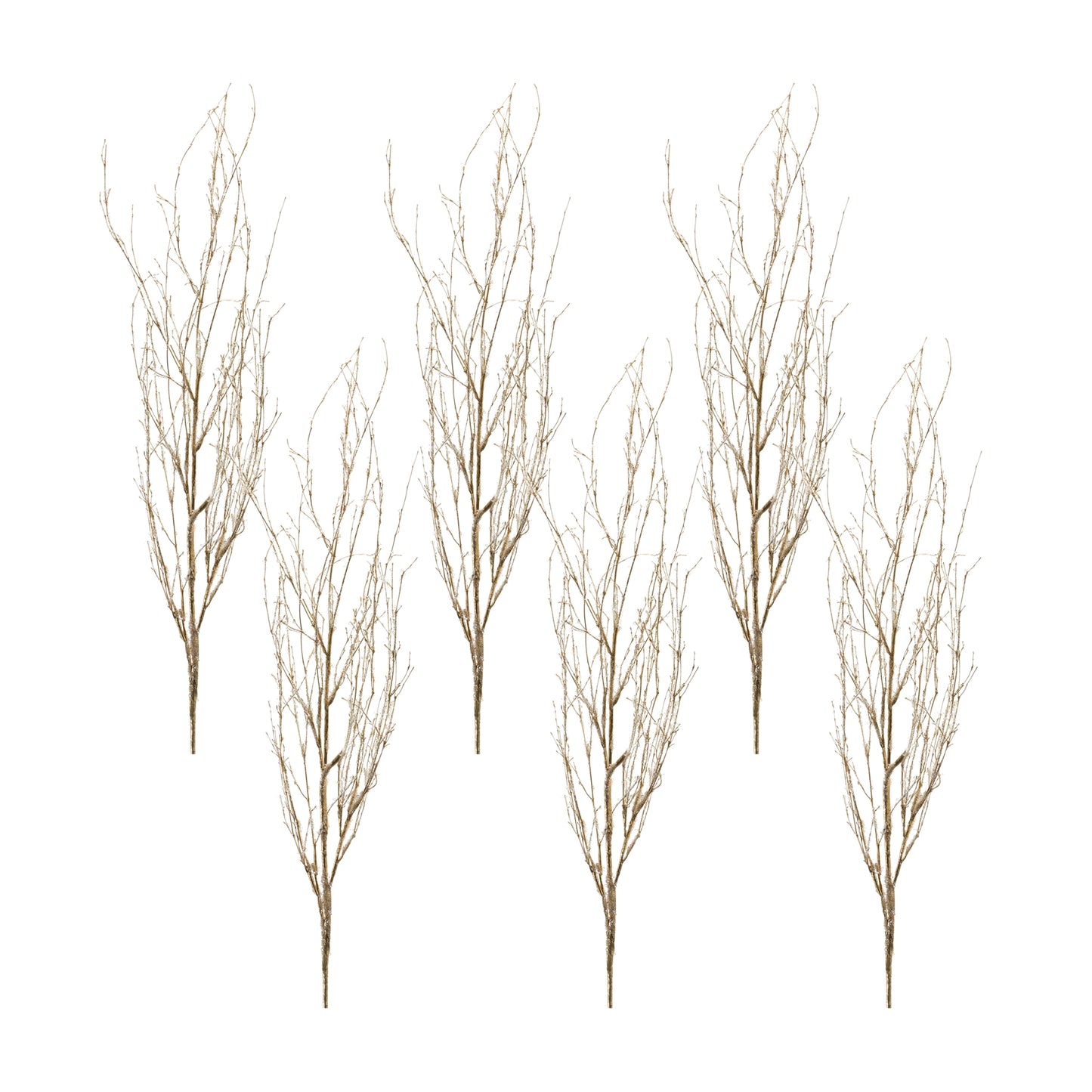 Glitter Branch (Set Of 6) 48"H Bamboo/Plastic, Silver, Gold