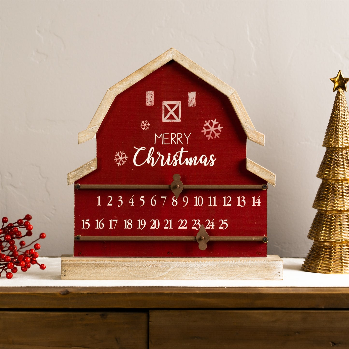 Barn Christmas Countdown 12.25"L x 13.25"H Mdf/Wood