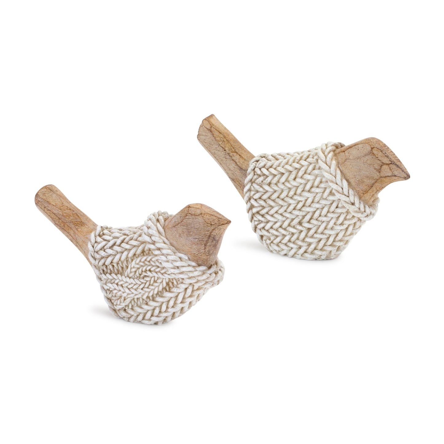 Bird W/Sweater (Set Of 6) 5.25"L x 3.25"H Resin, White, Brown