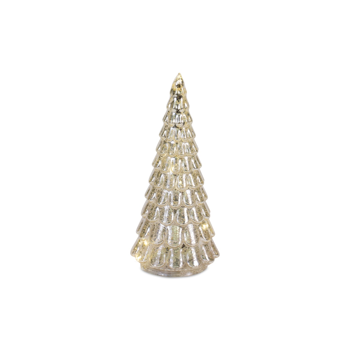 Led Tree (Set Of 4) 6.5"H, 7.75"H, 10"H, 12"H Glass 6 Hr Timer