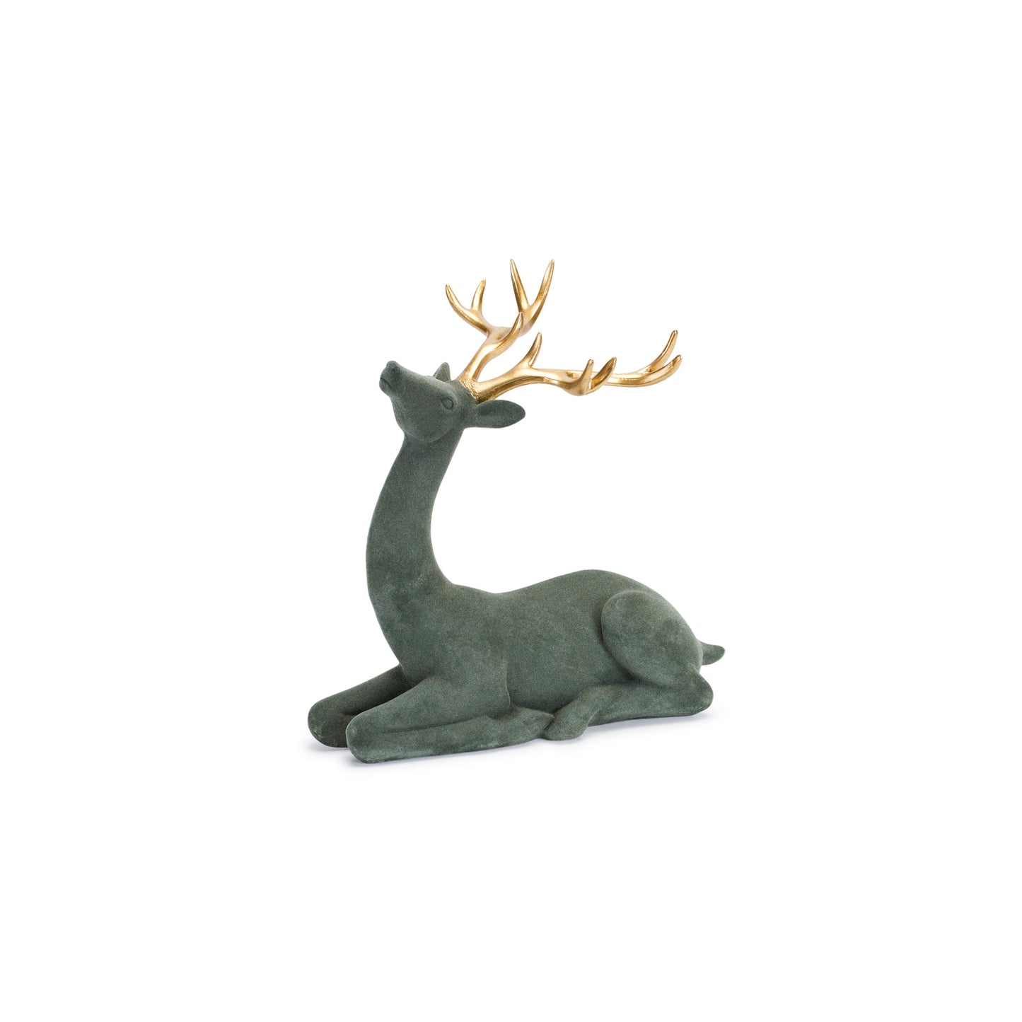 Flocked Deer (Set Of 2) 10"L x 10"H, 10"L x 19"H Resin