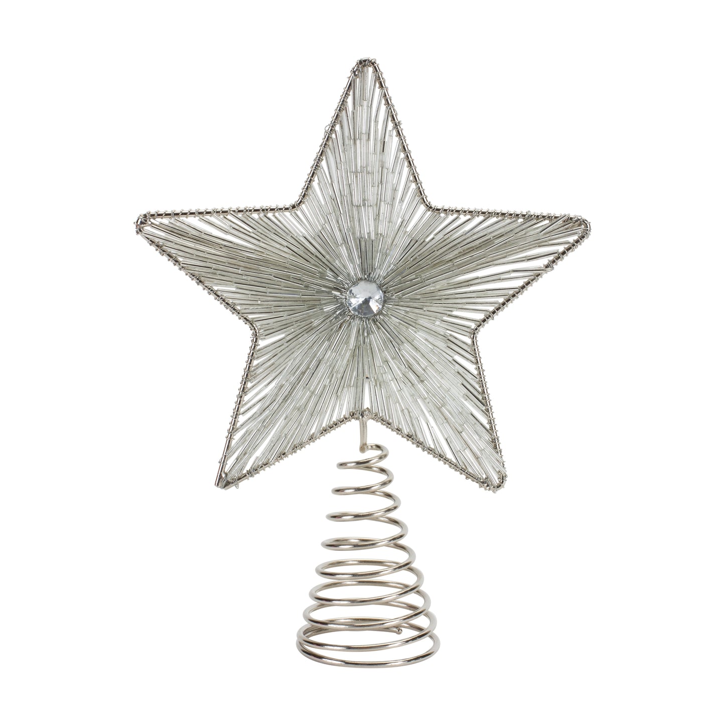 Star Treetop (Set Of 6) 7"D x 9.25"H Iron/Glass Bead
