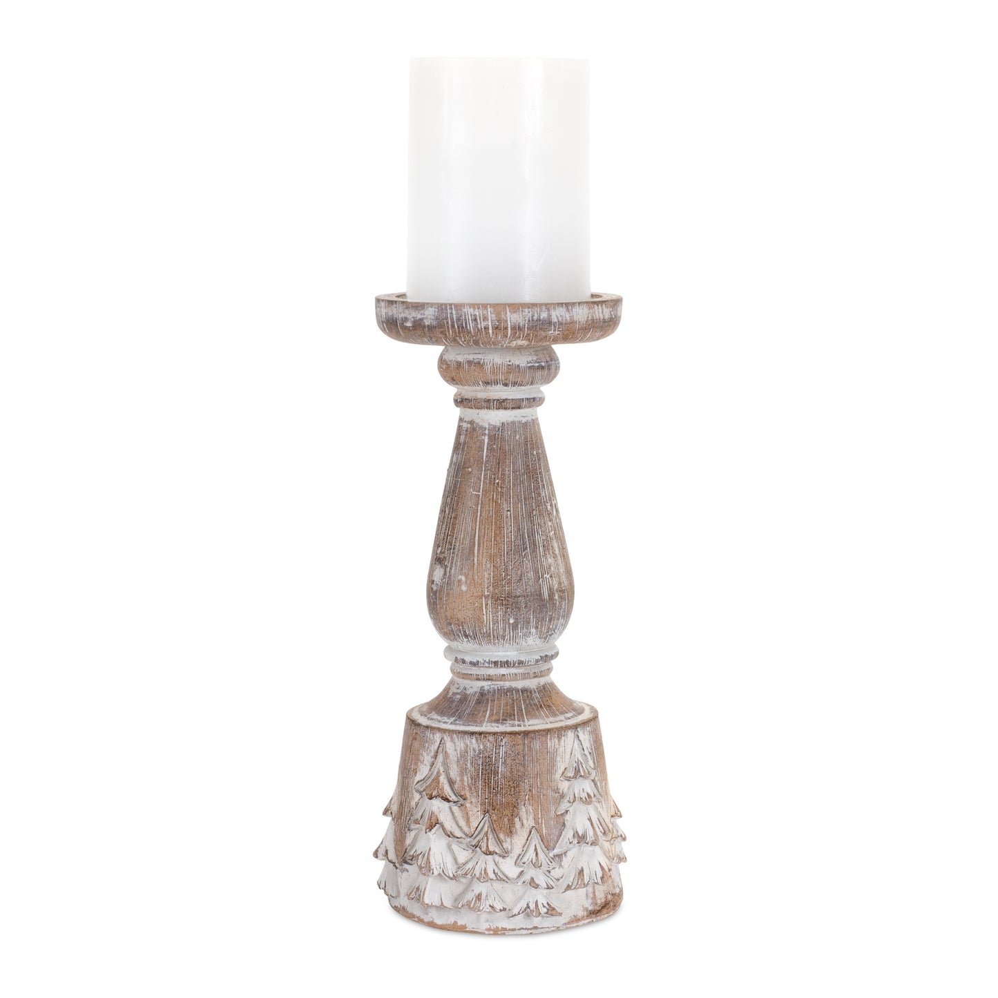 Candle Holder (Set Of 3) 7.25"H, 10"H, 12.25"H Resin, Brown, White