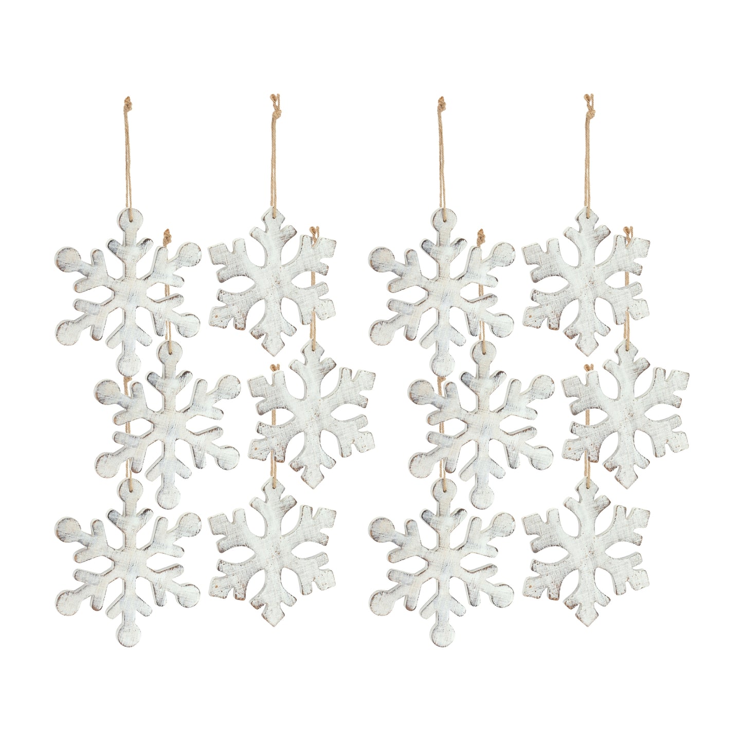 Snowflake Ornament (Set Of 12) 7.5"H, 8.5"H Wood